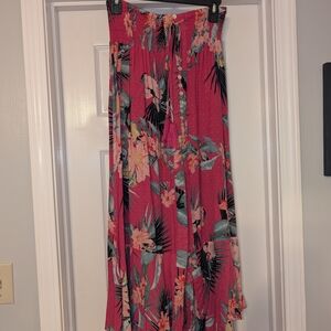 Rachel Zoe Pink Tropical High-Low Maxi Skirt